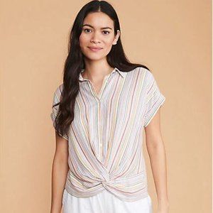 LOFT Lou & Grey Striped Twist Front Shirt